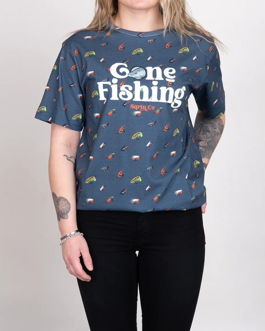 Gone Fishing Laxflugor T-Shirt