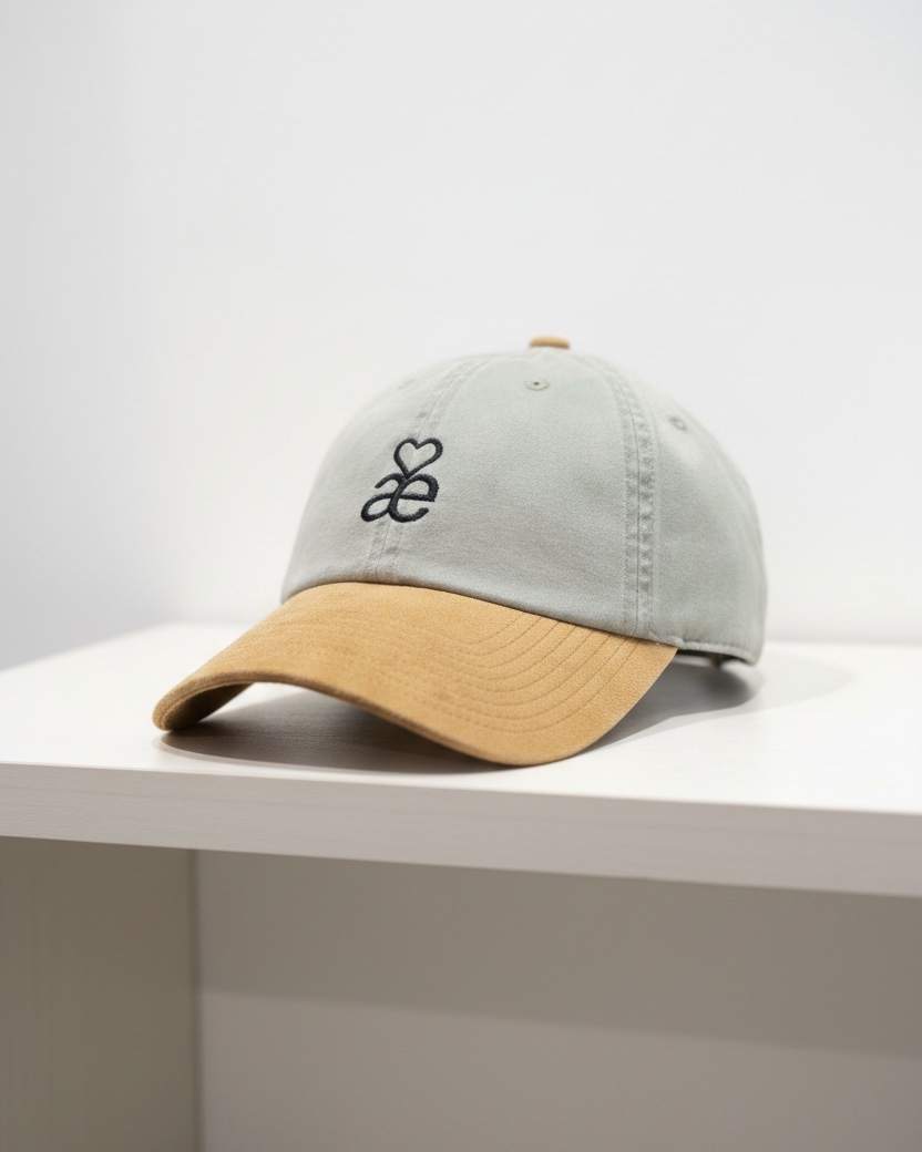 Aavec Heart Logo Dad Cap Suede Washed Keps - Grå/Sand