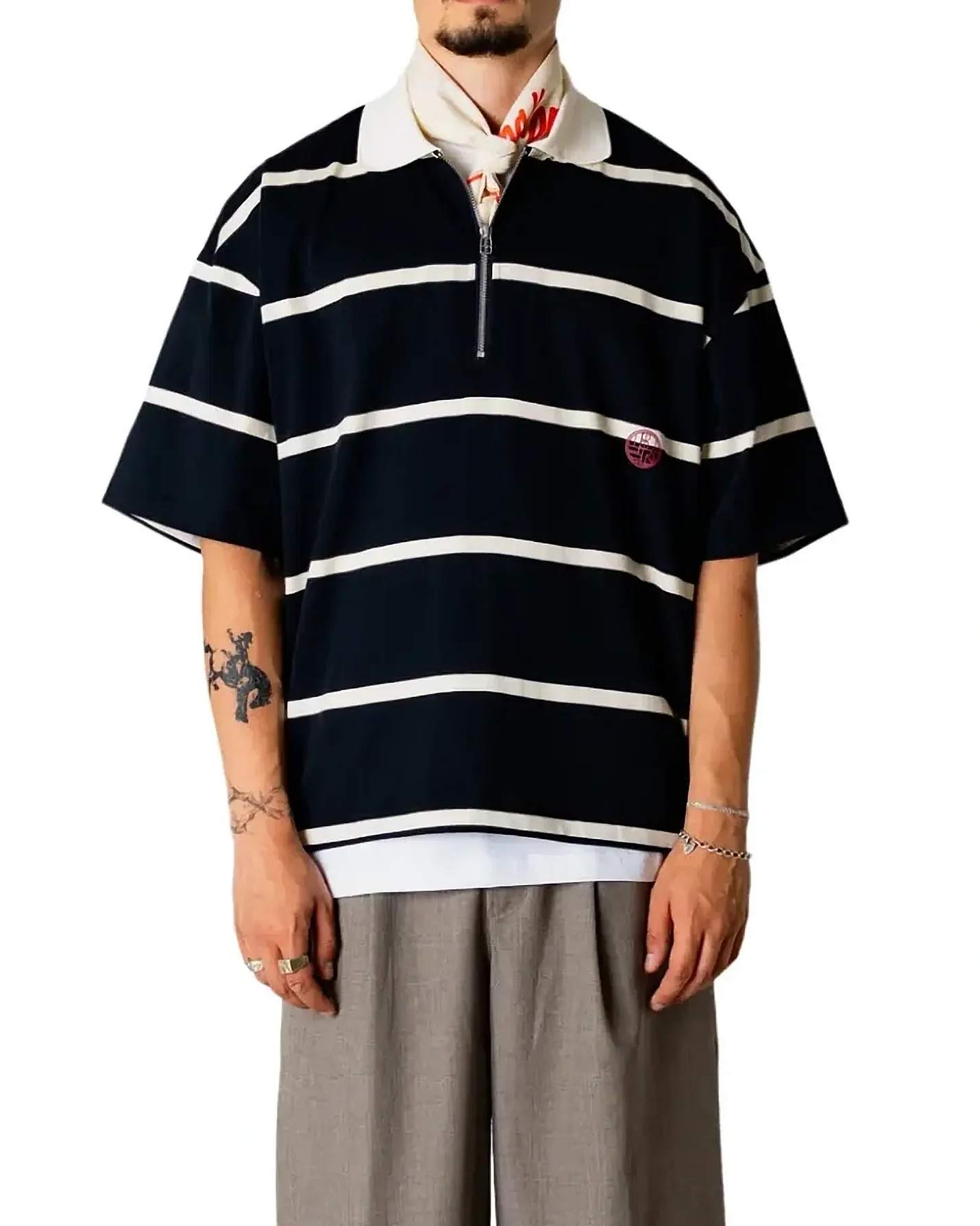 Hiro Stripe Zip Polo Pikétröja