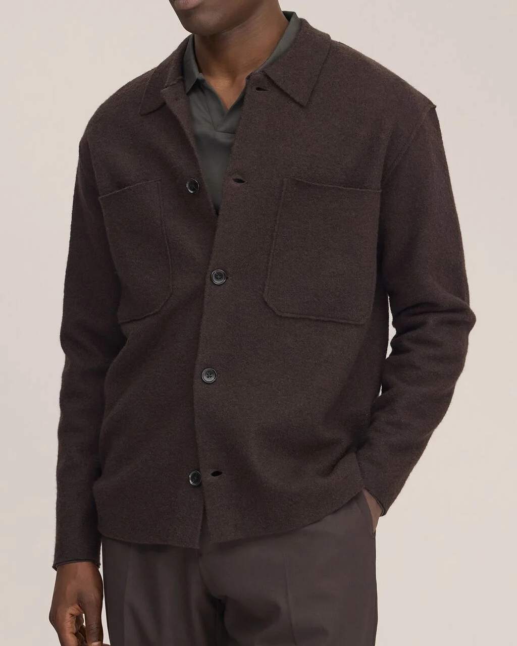 Jonas 6398 Boiled Wool Overshirt - Deep Truffle