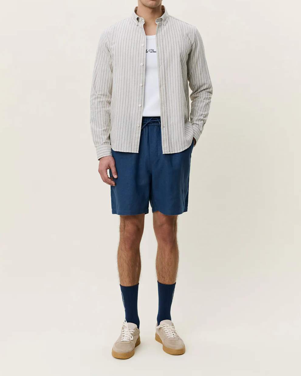 Konrad Stripe Cotton Linen Skjorta