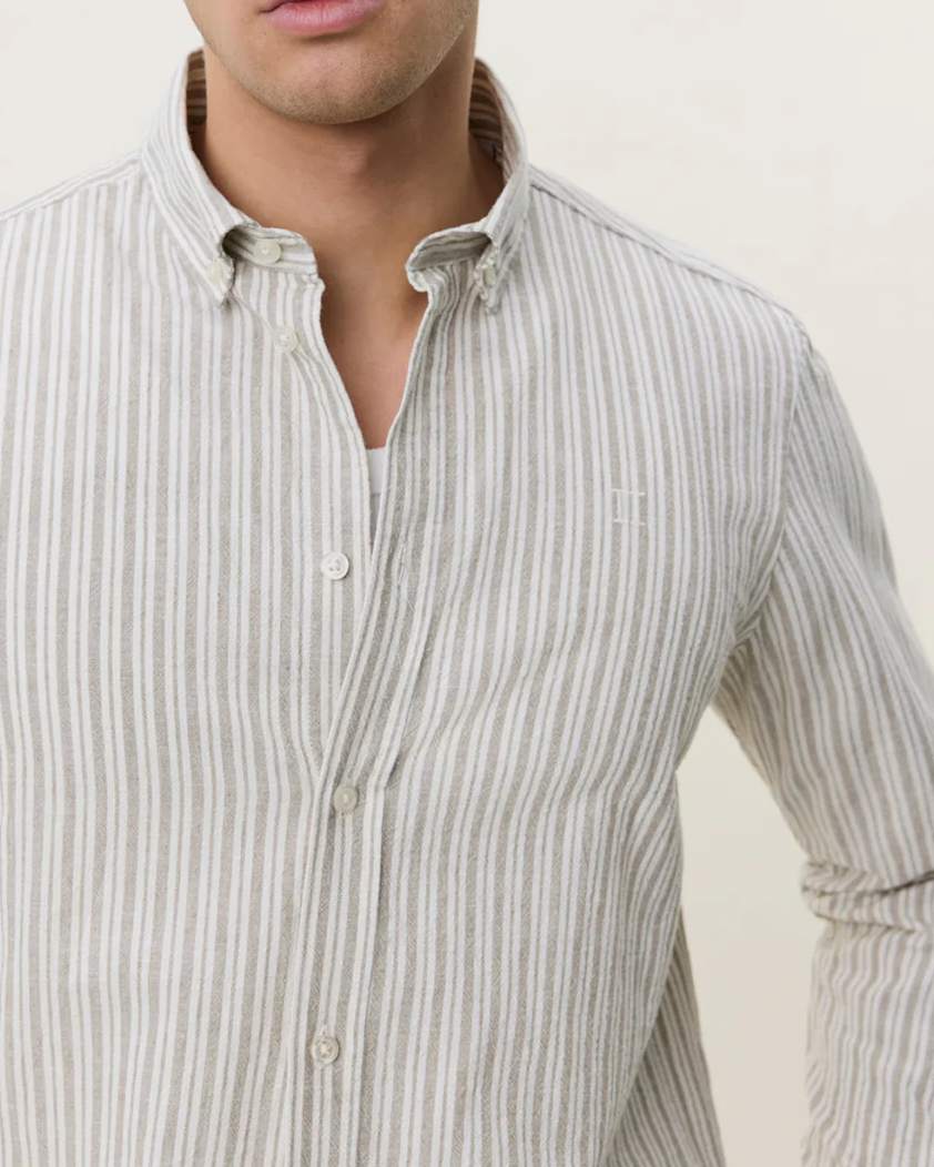 Konrad Stripe Cotton Linen Skjorta