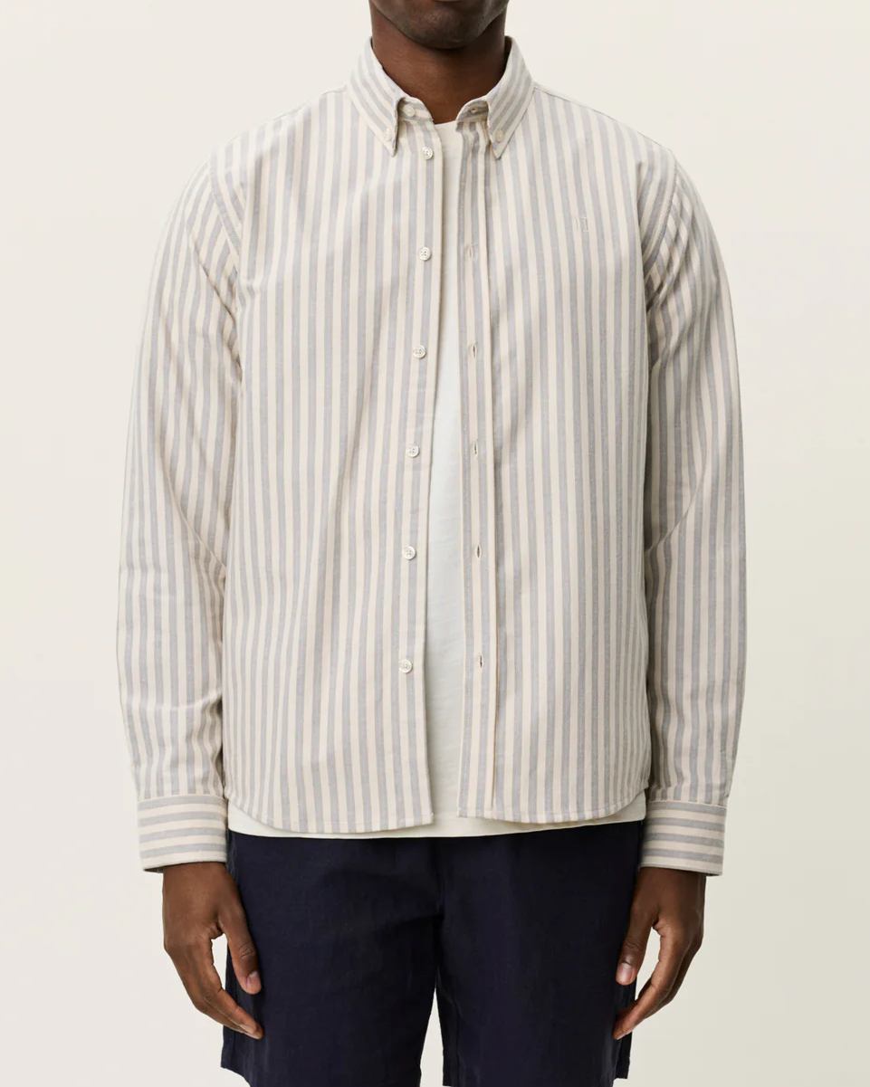 Konrad Striped Oxford Skjorta - Eggnog