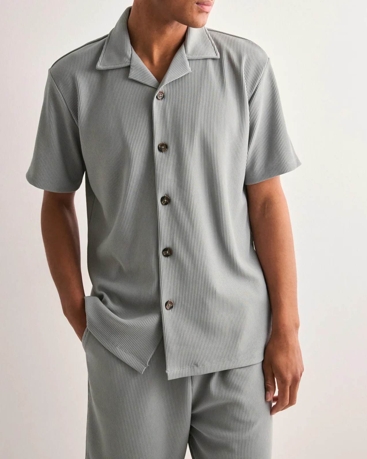 Loose Plisse Resort Skjorta - Ultimate Grey