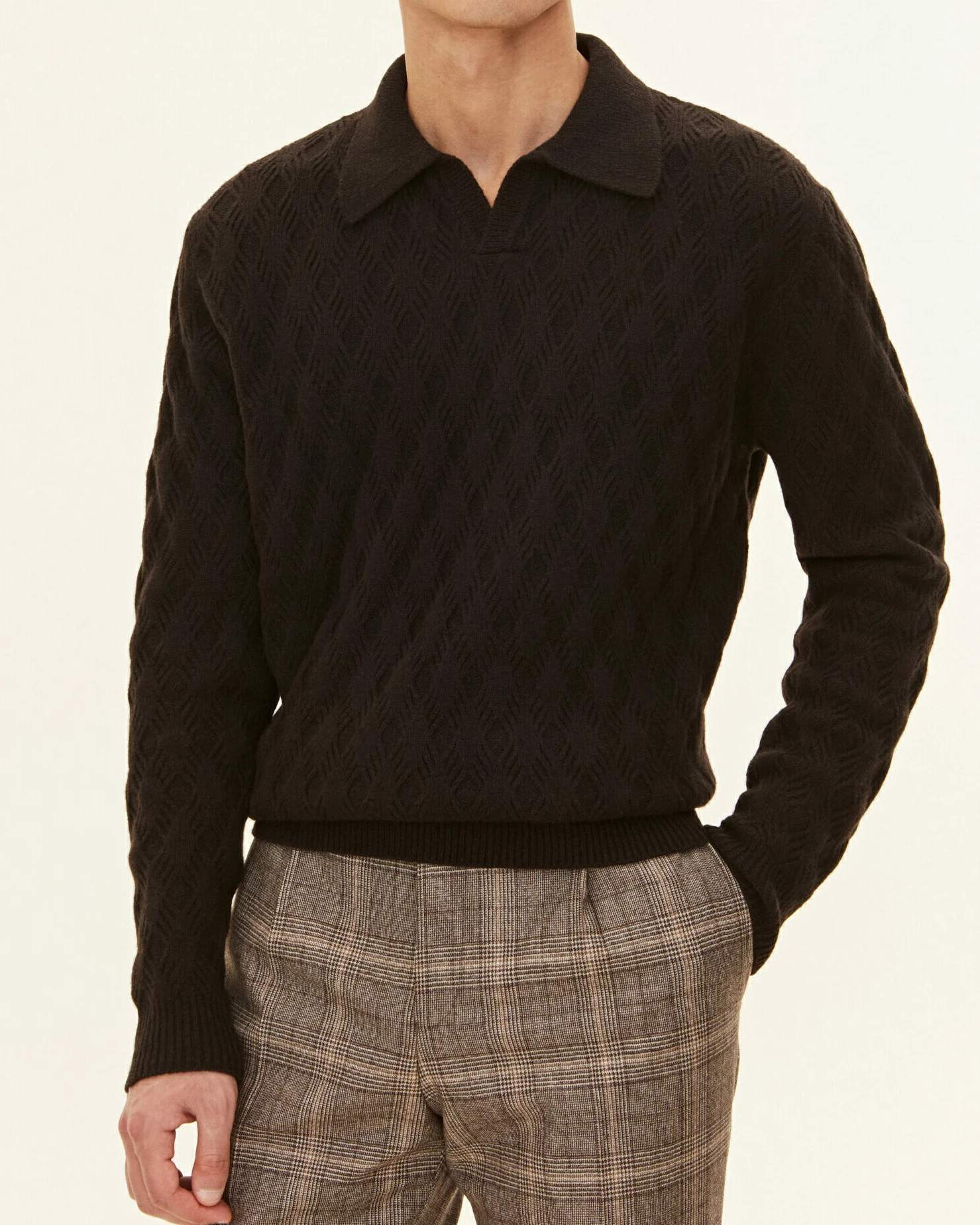 Melker Structured V-Neck Tröja - Brown