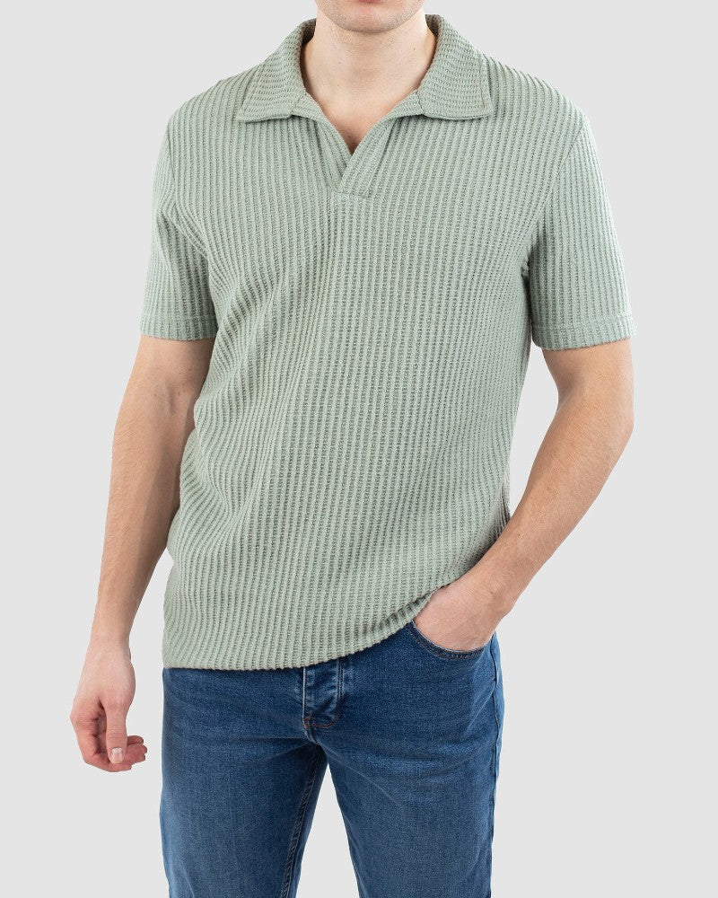 Nelson Knitted Polo - Palm Leaf