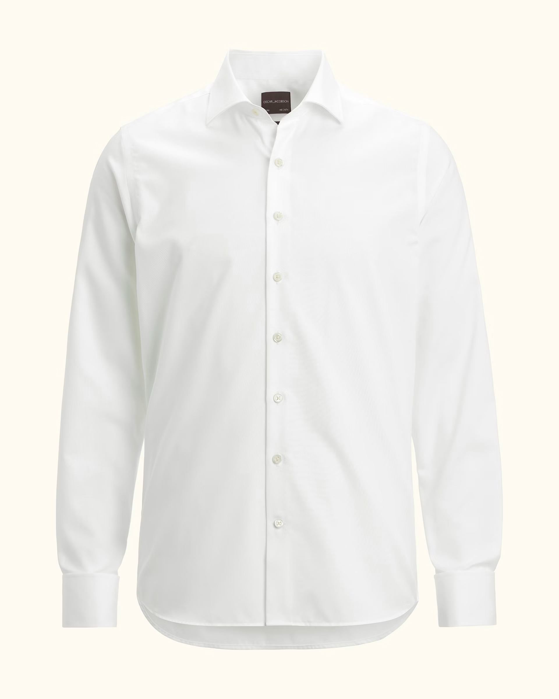 Non Iron Twill Slim Fit Double Cuff Skjorta - Vit