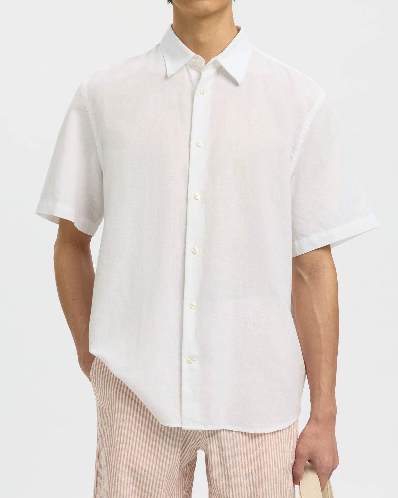 Reg Clay Linen Blend SS Skjorta