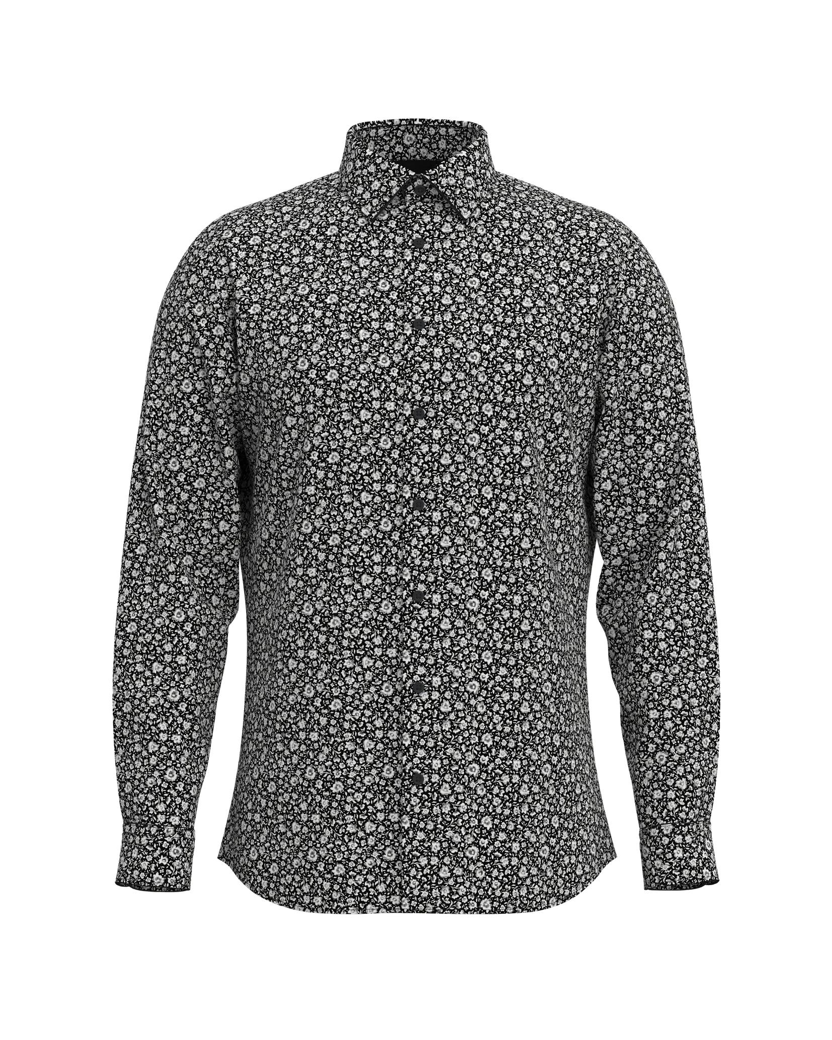 Slim Performance Skjorta - Black/Egret Flower