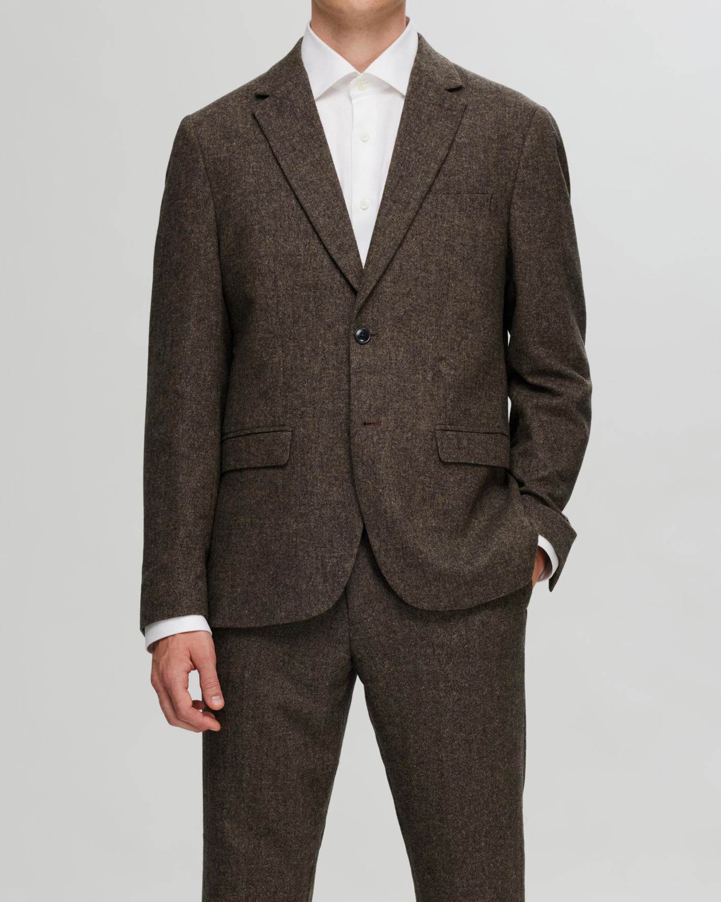 Slim Reed Structure Kavaj - Brownie