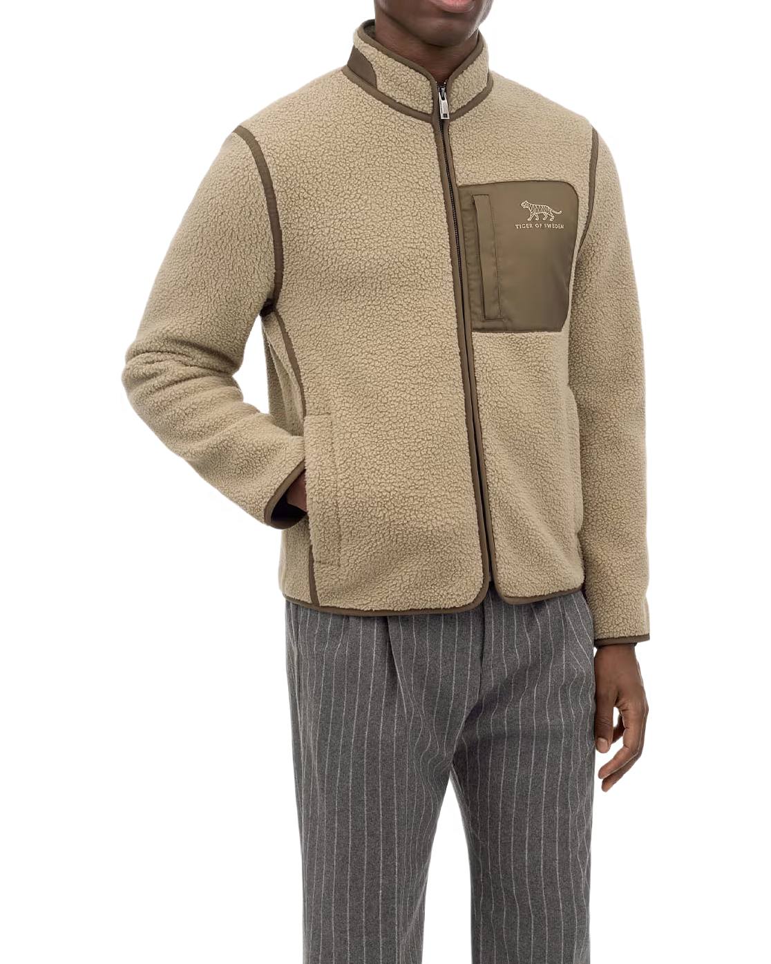 Ted Fleece Zip-Up Jacka - Clay