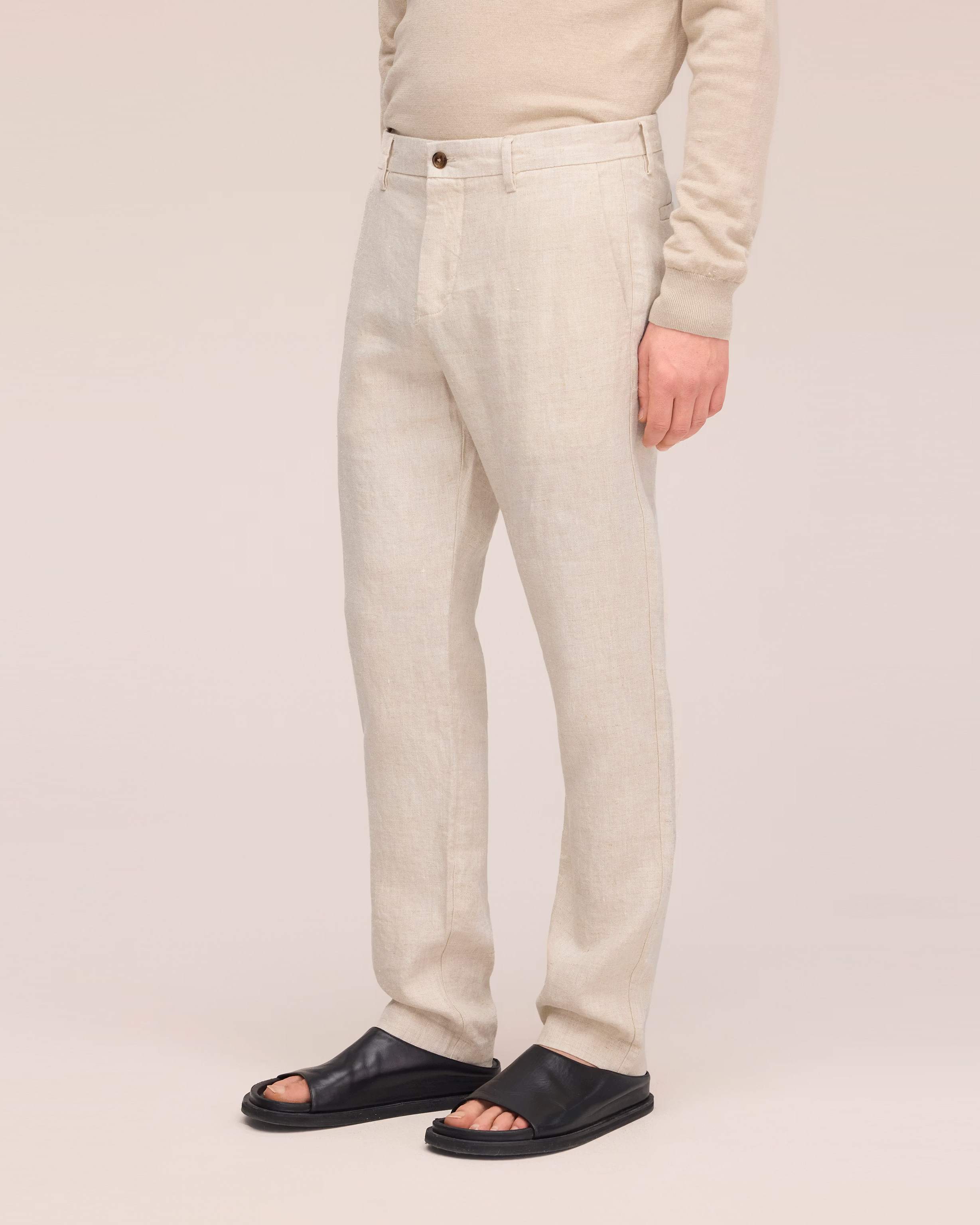 Theo Linen 1454 Byxor - Oat