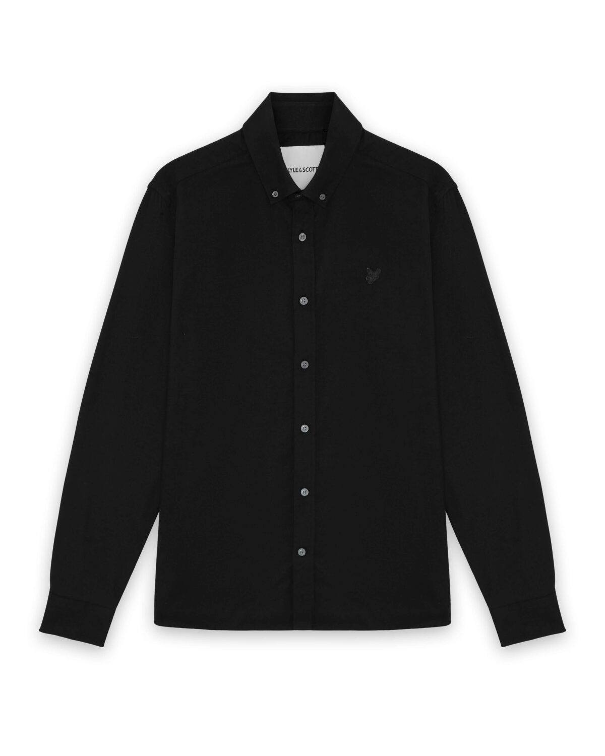 Tonal Plain Flannel Skjorta - Svart