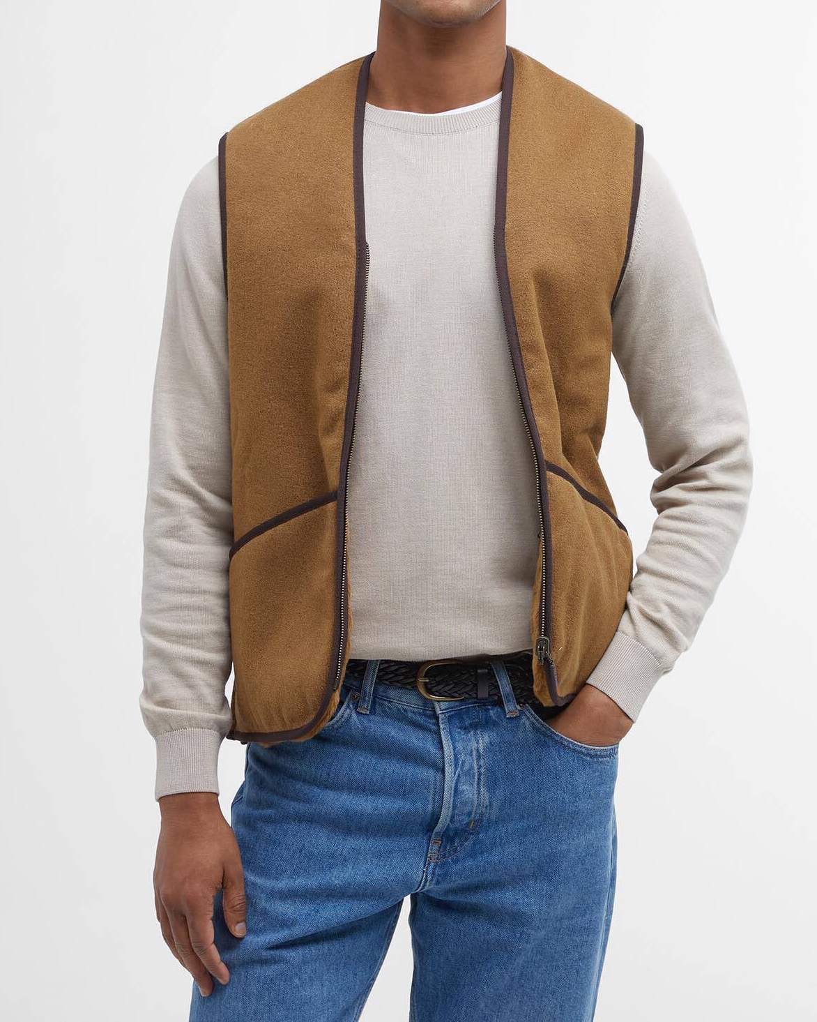 Warm Pile Zip-In Liner Waistcoat - Classic Brown